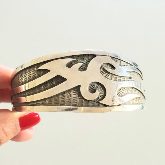 Sterling silver 925 Bangle Bracelet made in Mexico - Picture 2 of 6